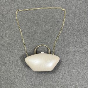 Vintage Lucite Acrylic Marble Clutch Purse Gold Chain Evening Bag